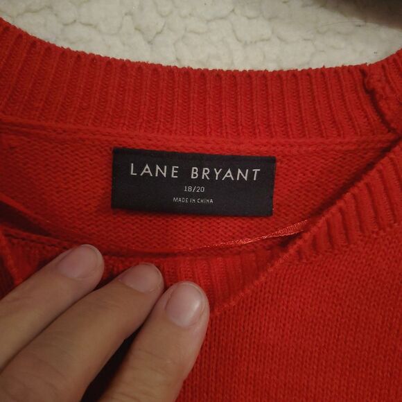 Lane Bryant Red Pointelle Knit Sweater Pull On Round Neck Size 18/20 - Picture 4 of 10